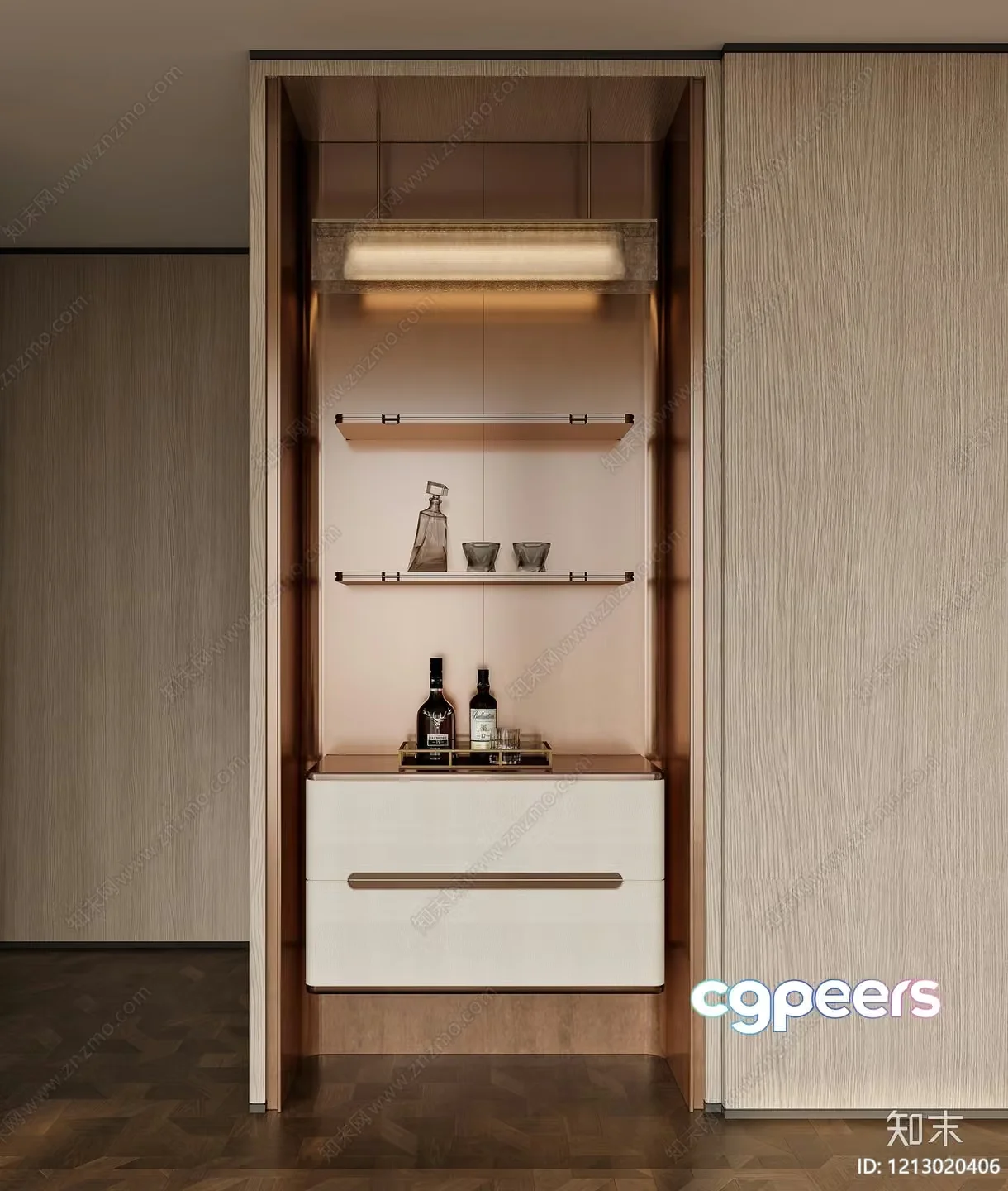 Modern Wine Bar 3D Model – 2038 – VRAY Render