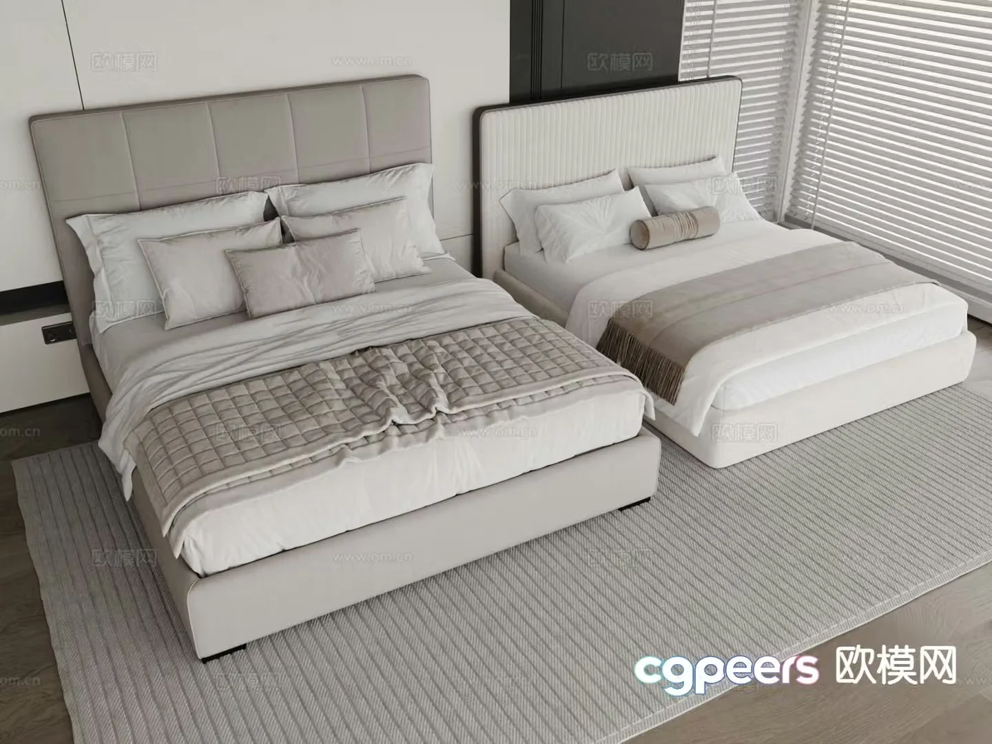 Modern double bed 3d model