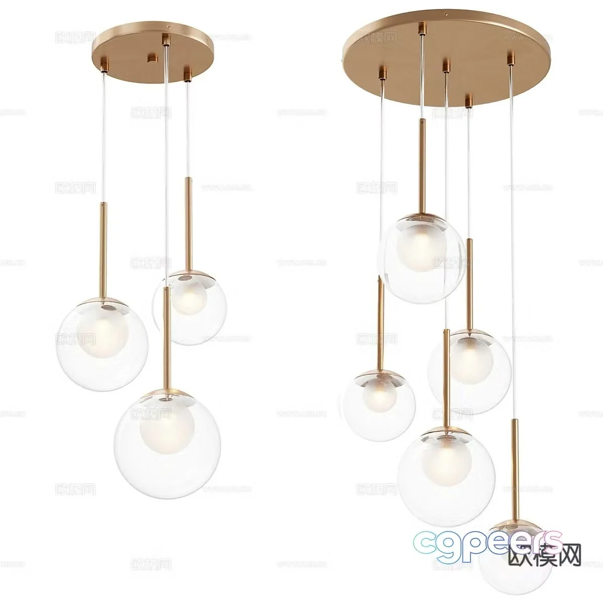 Light luxury small chandelier 3D model
