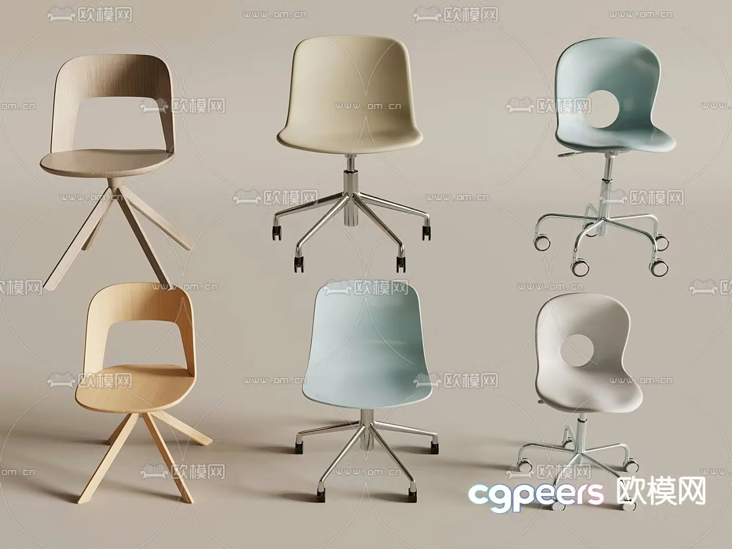 Modern office chair shift chair rotating sliding wheelchair 3d model