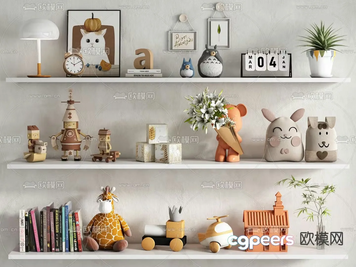 Children’s ornaments dolls toys books 3d model