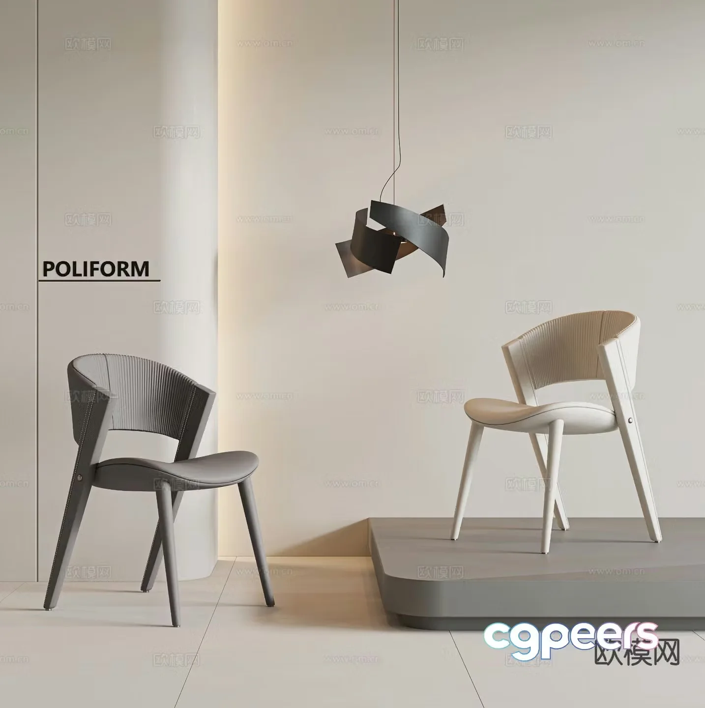 Modern chair single chair dining chair 3d model