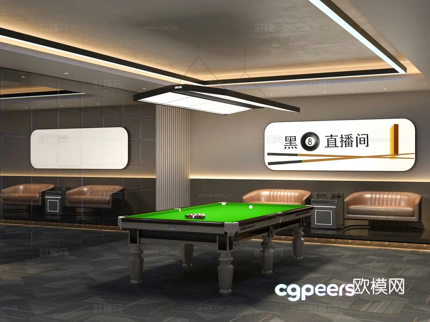 Internet celebrity billiards live broadcast room billiards hall 3d model