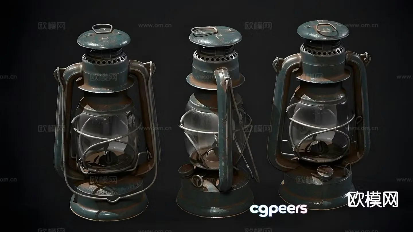 Industrial style horse lantern portable lamp candlestick lamp 3d model