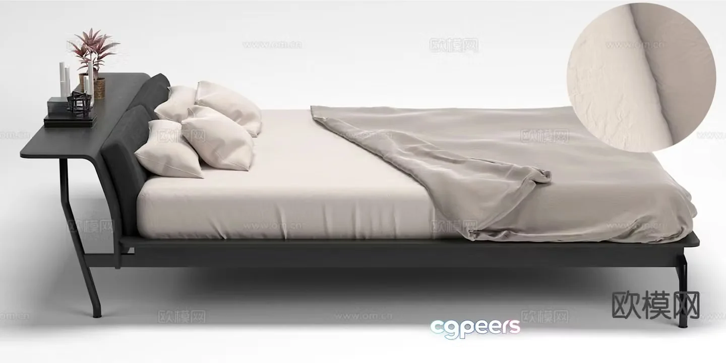 Modern minimalist double bed 3d model