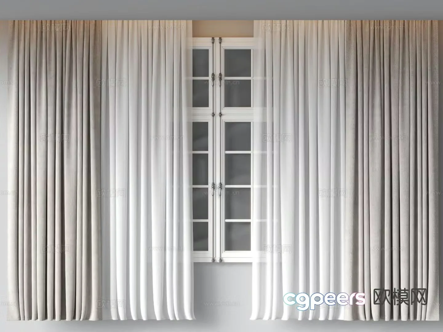 Plain curtain gauze curtain 3d model