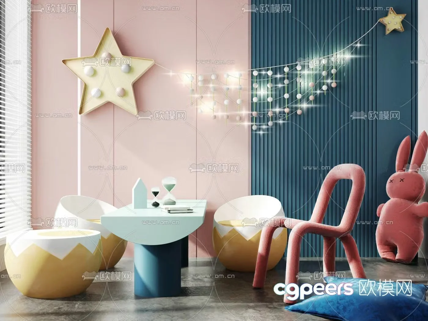 Modern children’s table and chair 3d model