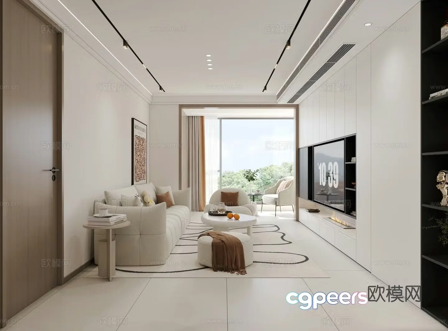 Modern living room TV background wall 3d model