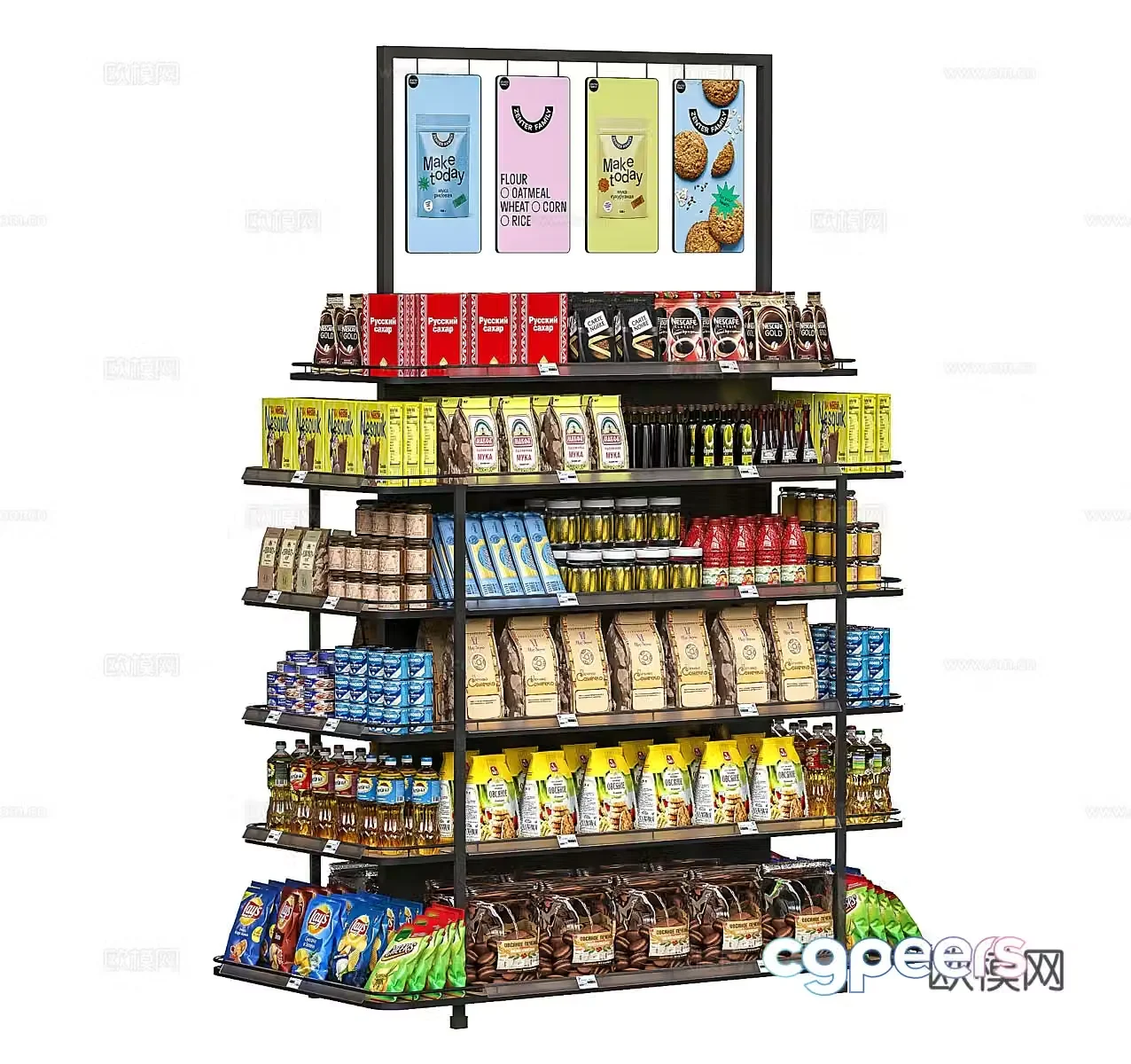 Supermarket shelves Convenience store shelves Store shelves Shopping mall shelves Display shelves exhibits Food exhibition 3D model