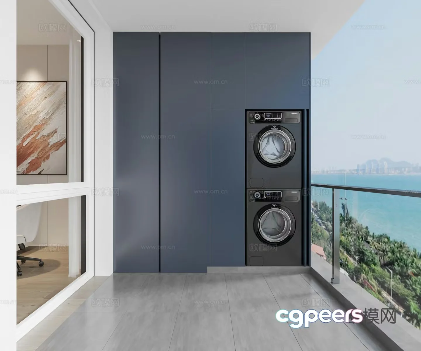 Modern washing machine cabinet 3d model