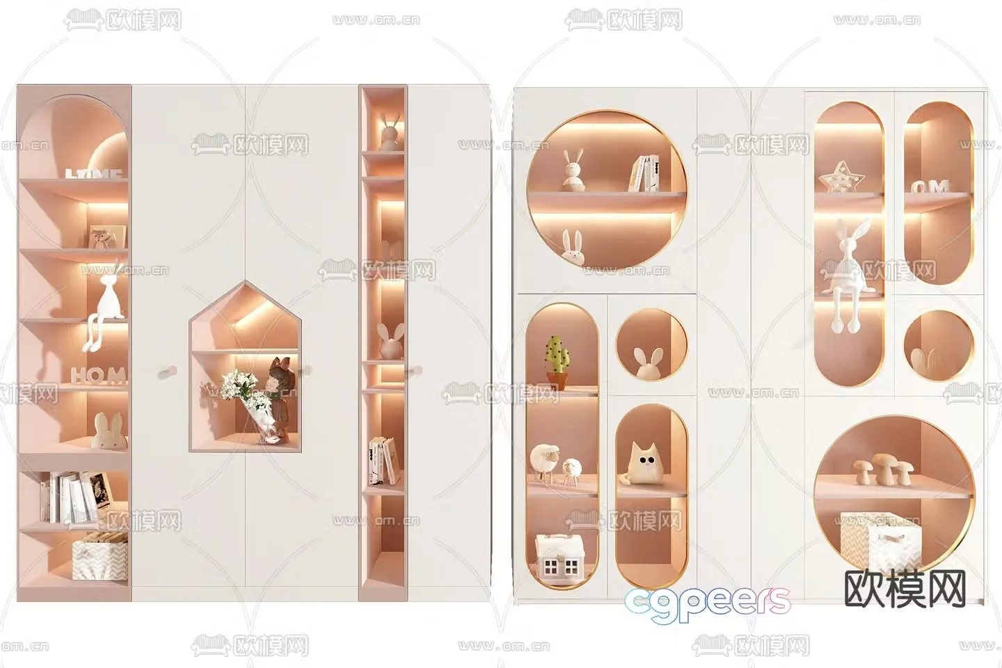 Children’s bookcase storage cabinet 3d model