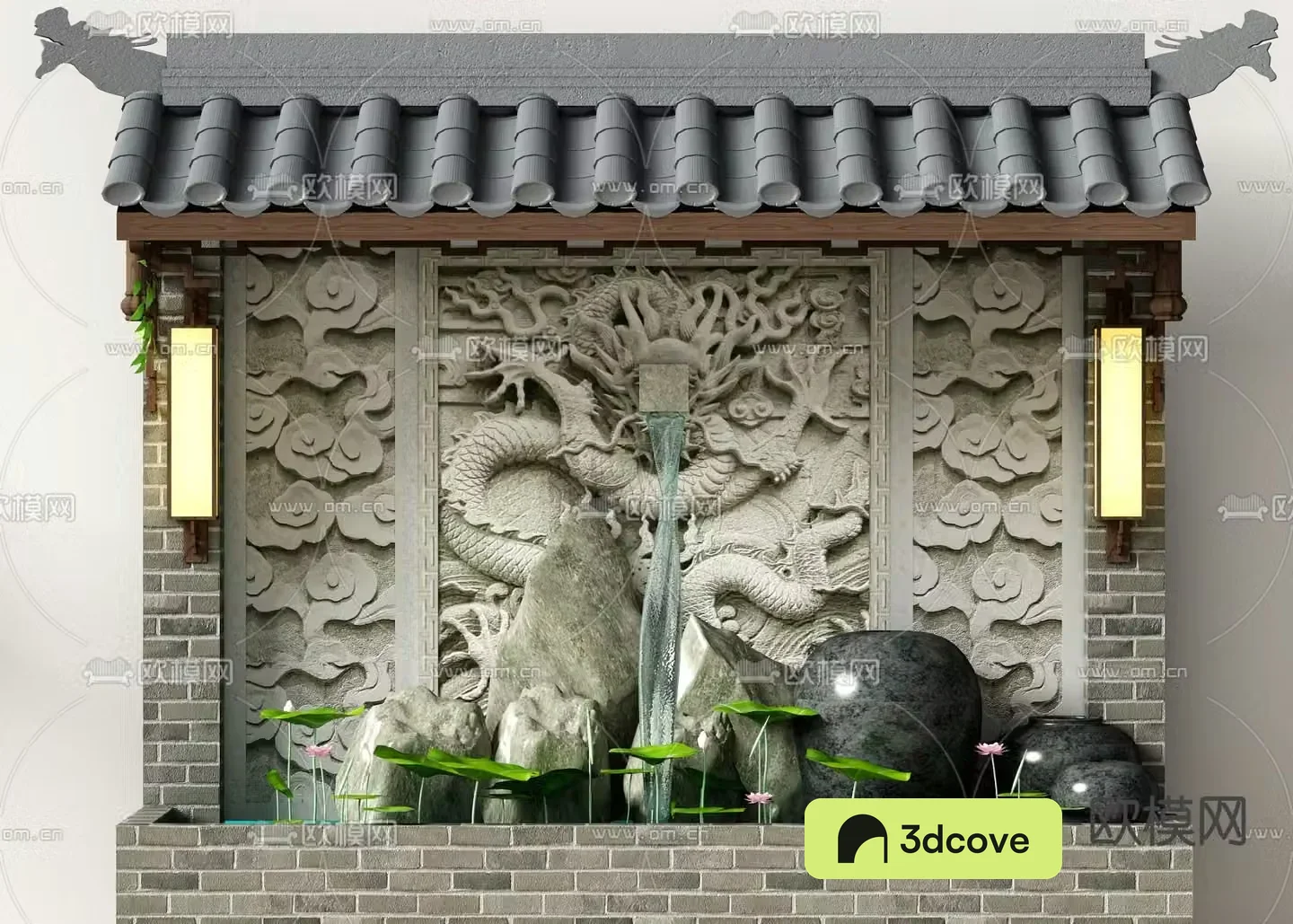 Chinese rockery waterscape fountain pool