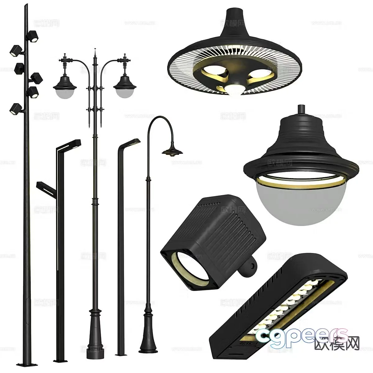Industrial style outdoor lamp street lamp spotlight 3d model