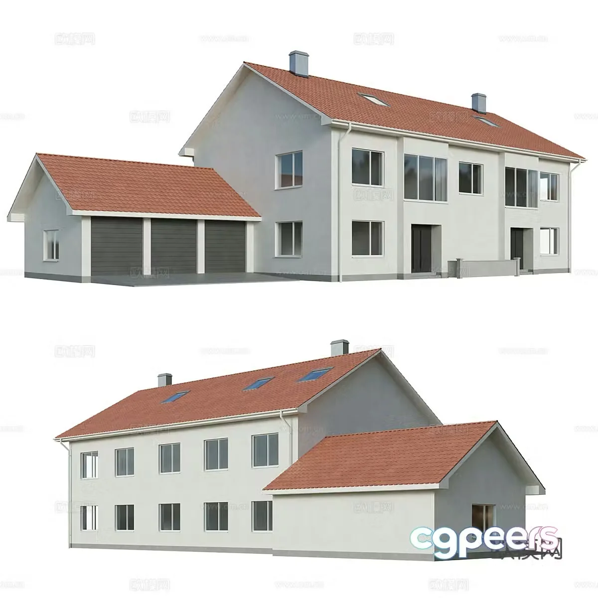 New Chinese-style villa appearance Western-style building appearance 3D model