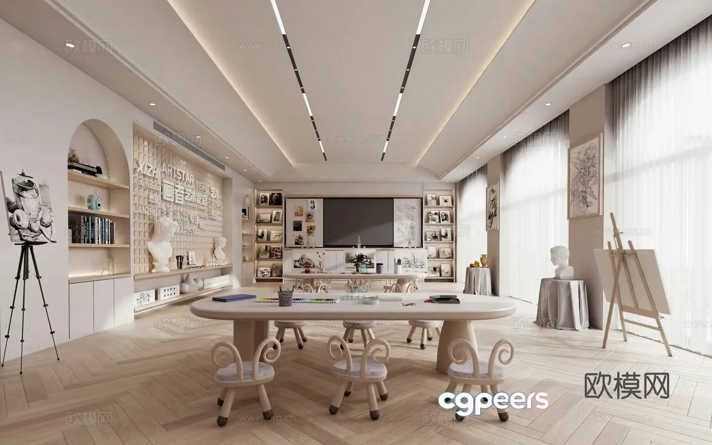 Modern classroom art classroom 3d model