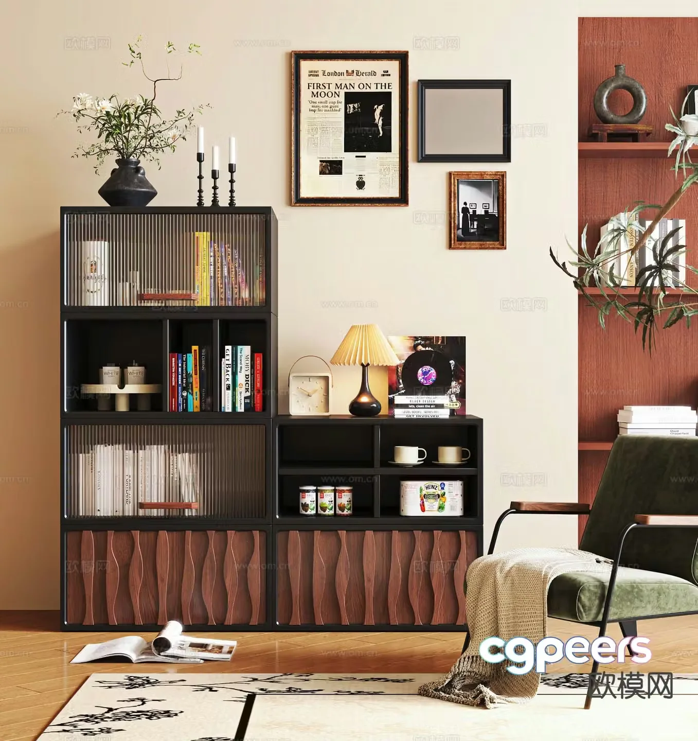 Medieval style bookcase 3D model
