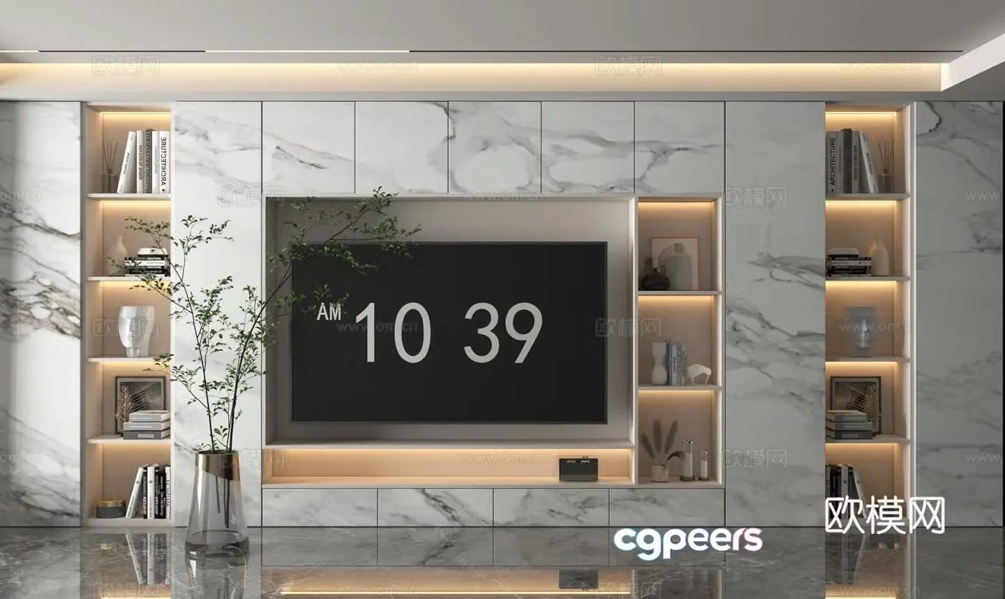 3d model of TV background wall