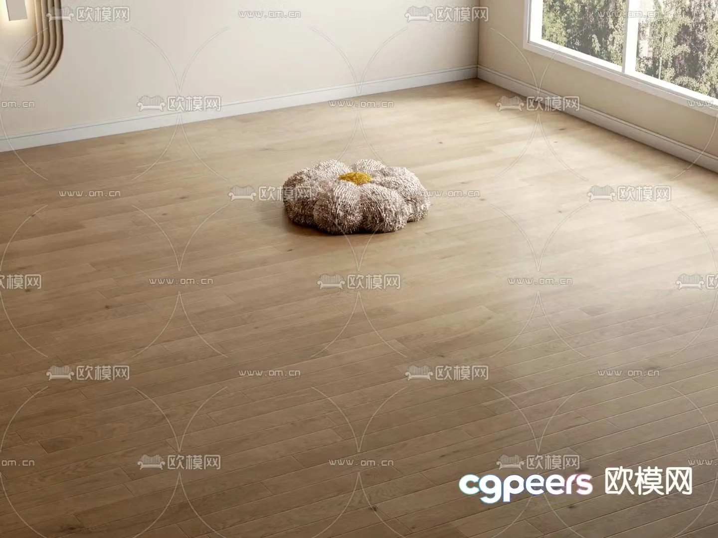 Creamy wood flooring wood grain brick 3d model