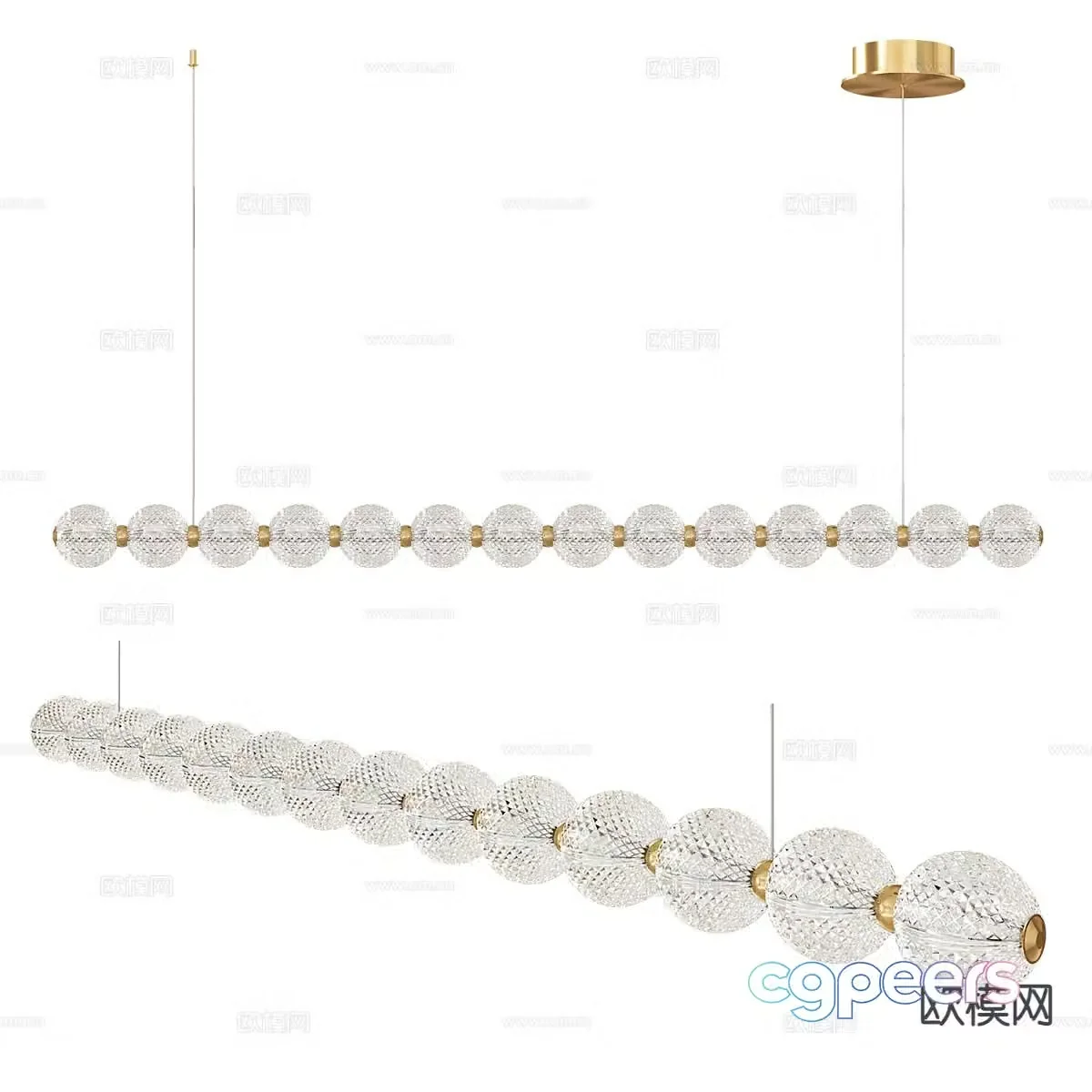Modern long chandelier straight chandelier 3d model