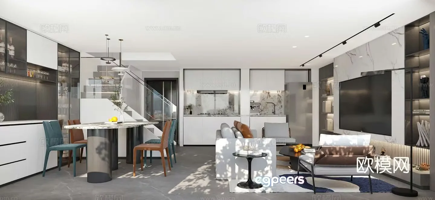 Modern guest restaurant 3d model
