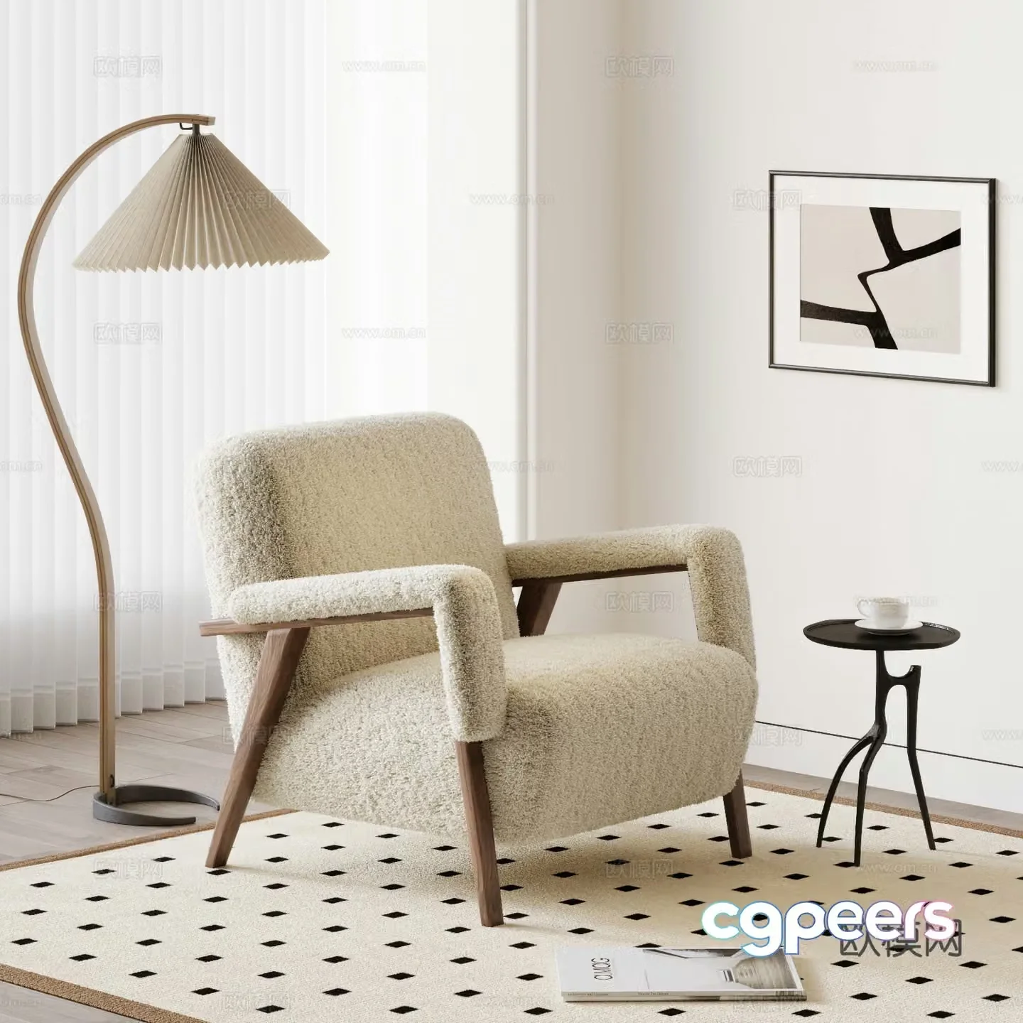 Medium style leisure chair 3d model