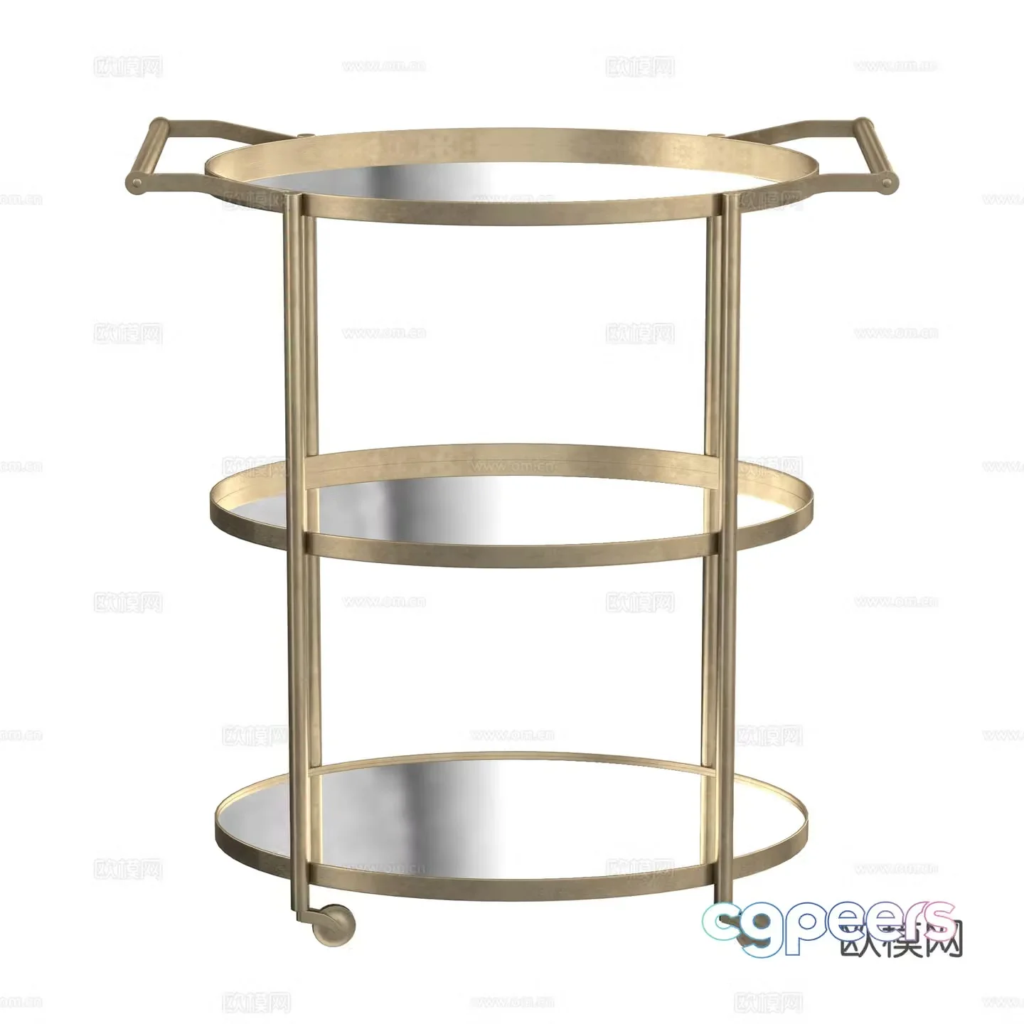 Modern light luxury bar cart dining cart 3d model