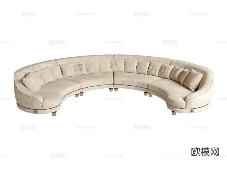 Beige Sectional Sofa 3D Model – 19075 – VRAY Render