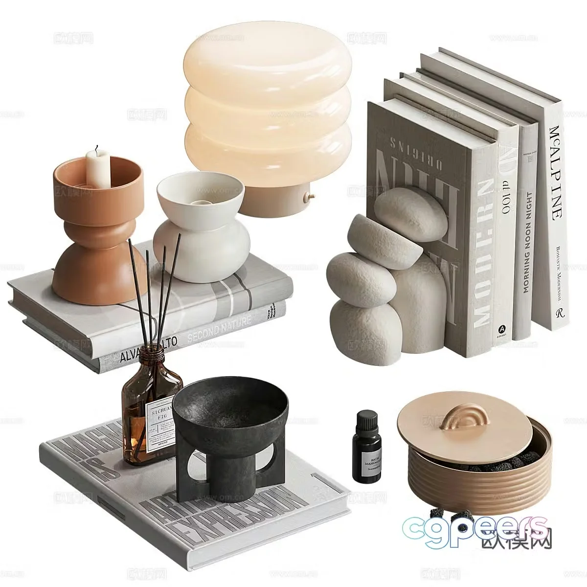 Modern jewelry books desk lamp 3d model