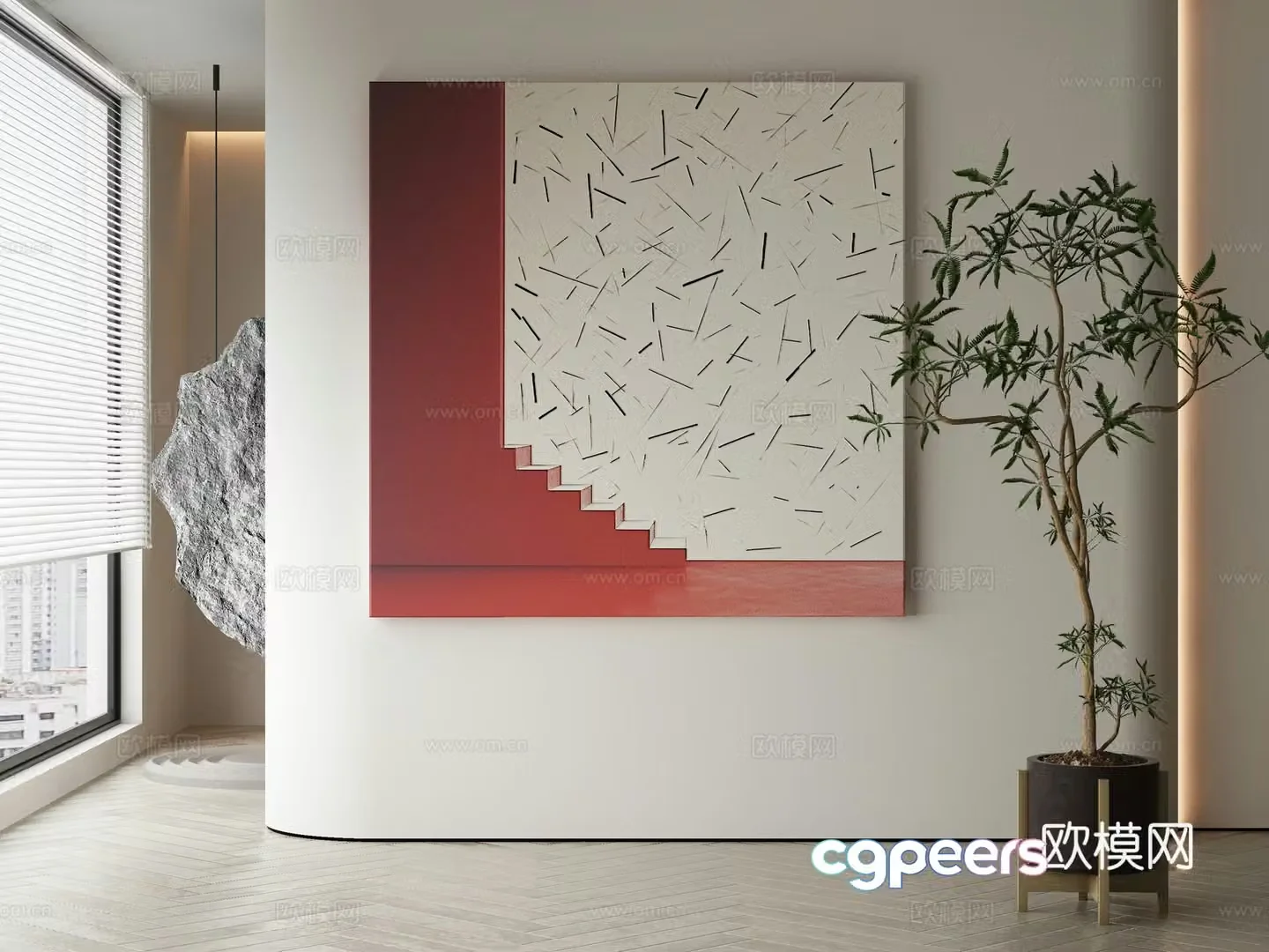 Modern Wasabi abstract hanging painting 3d model
