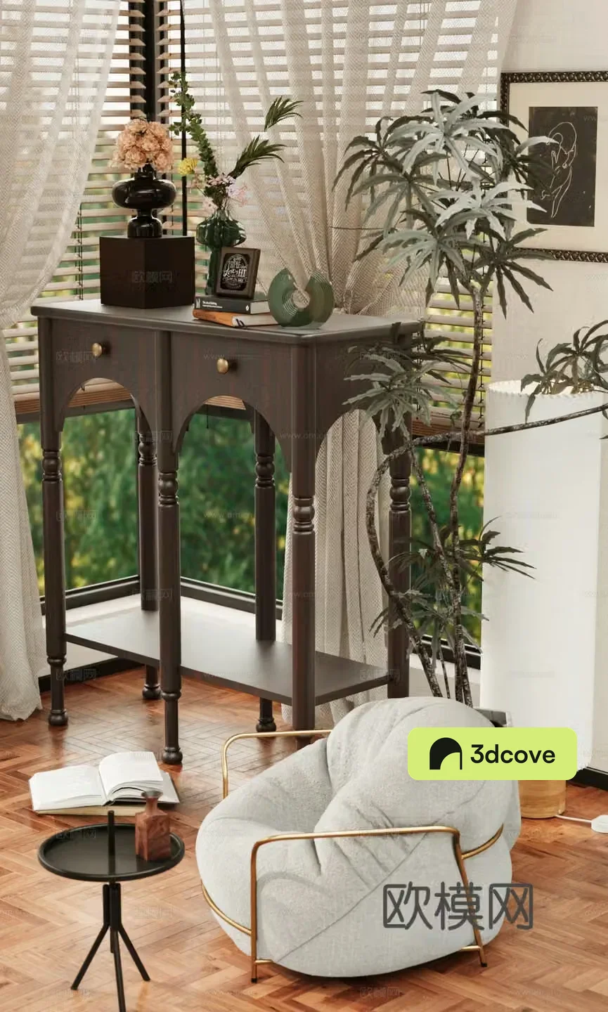 Middle-aged style end viewing platform 3D model of entrance hall