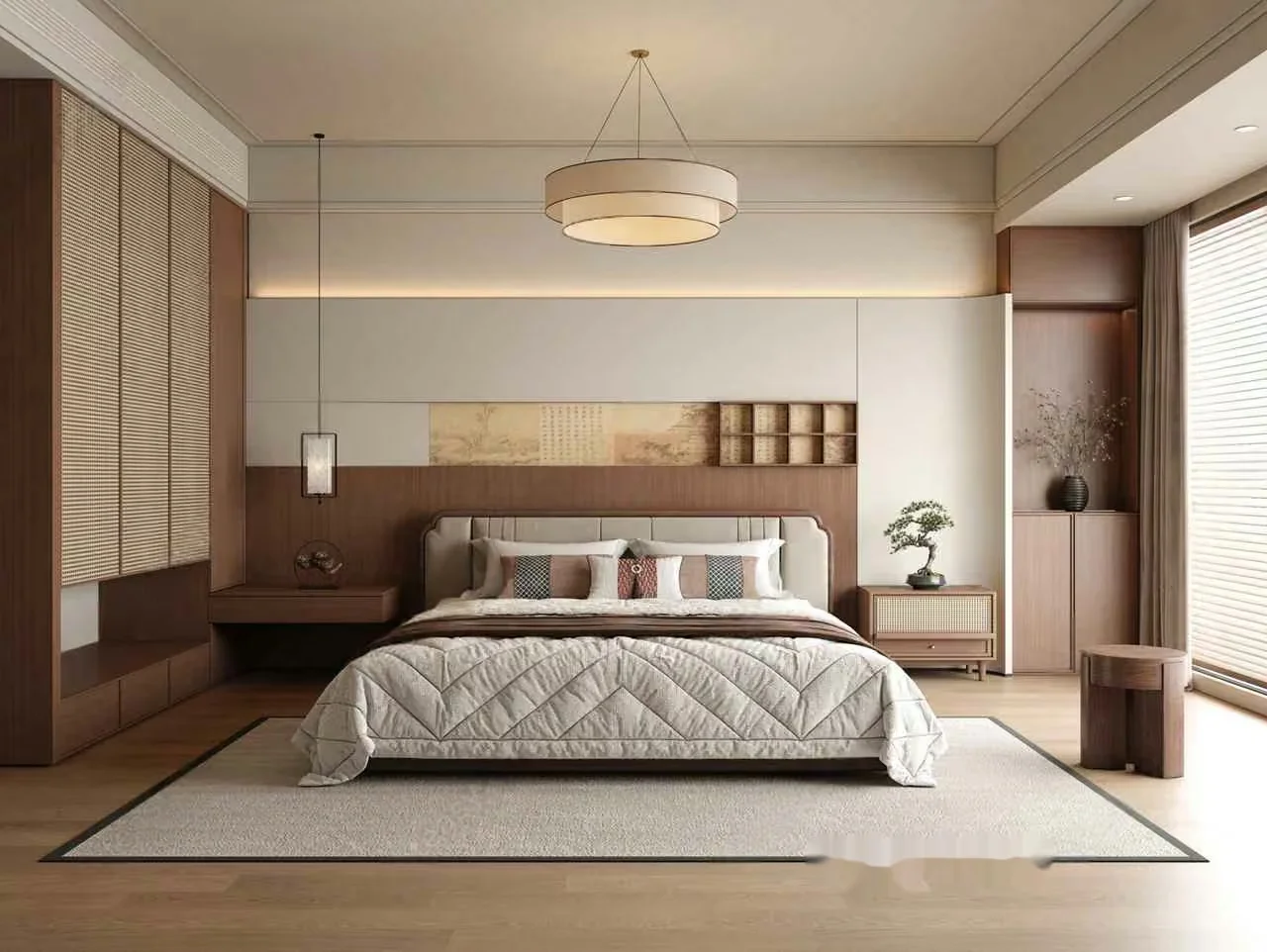 Modern Japanese-Style Bedroom 3D Model – 14897 – VRAY Render