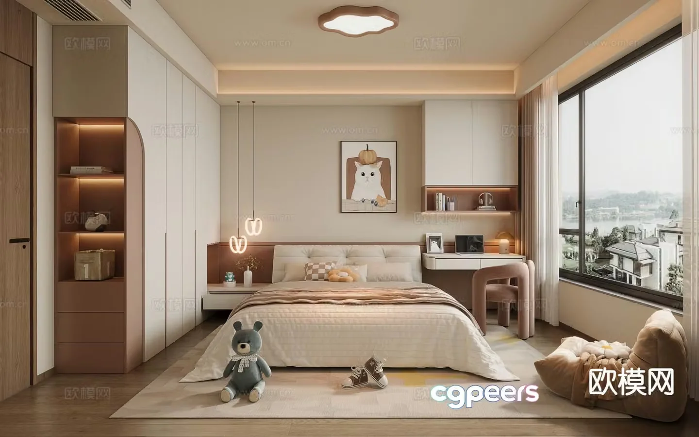 Cream style girl’s room second bedroom children’s room 3D model