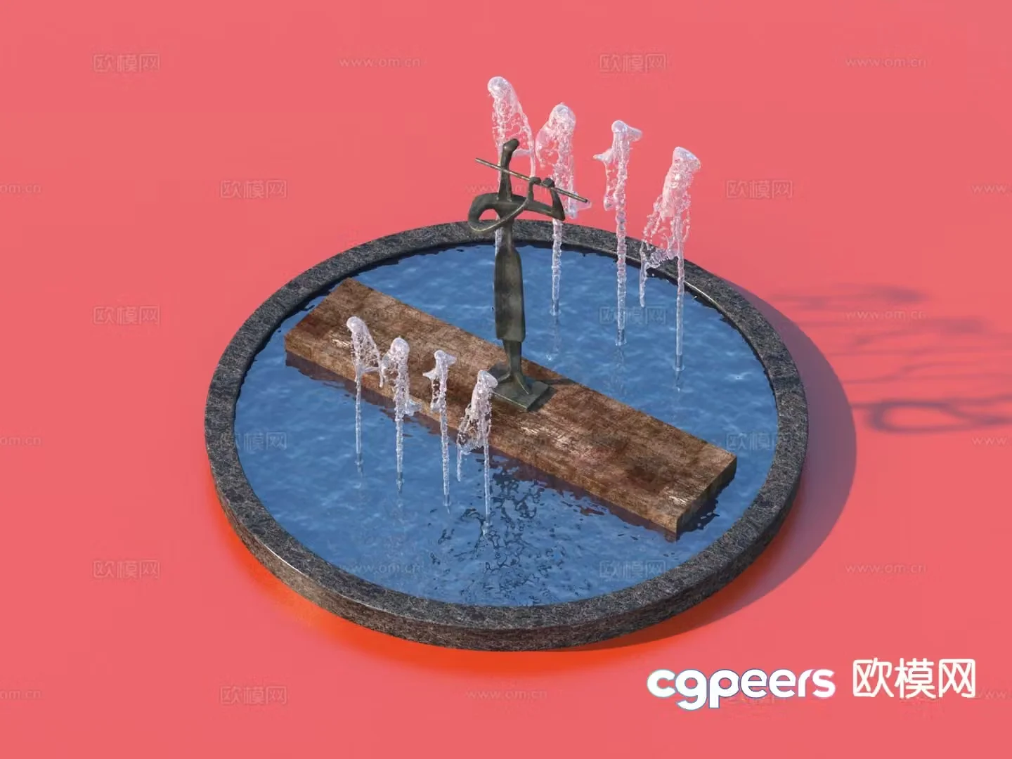 Urban sculpture water fountain landscape sculpture 3d model