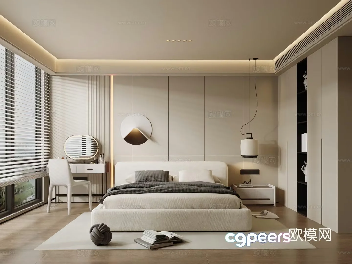 Modern Cream Home Bedroom Master Bedroom 3D Model