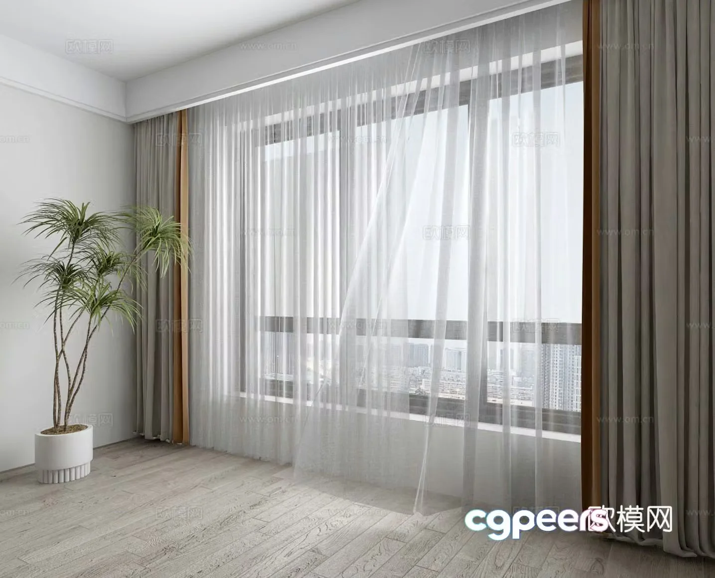 Modern curtain screen 3d model