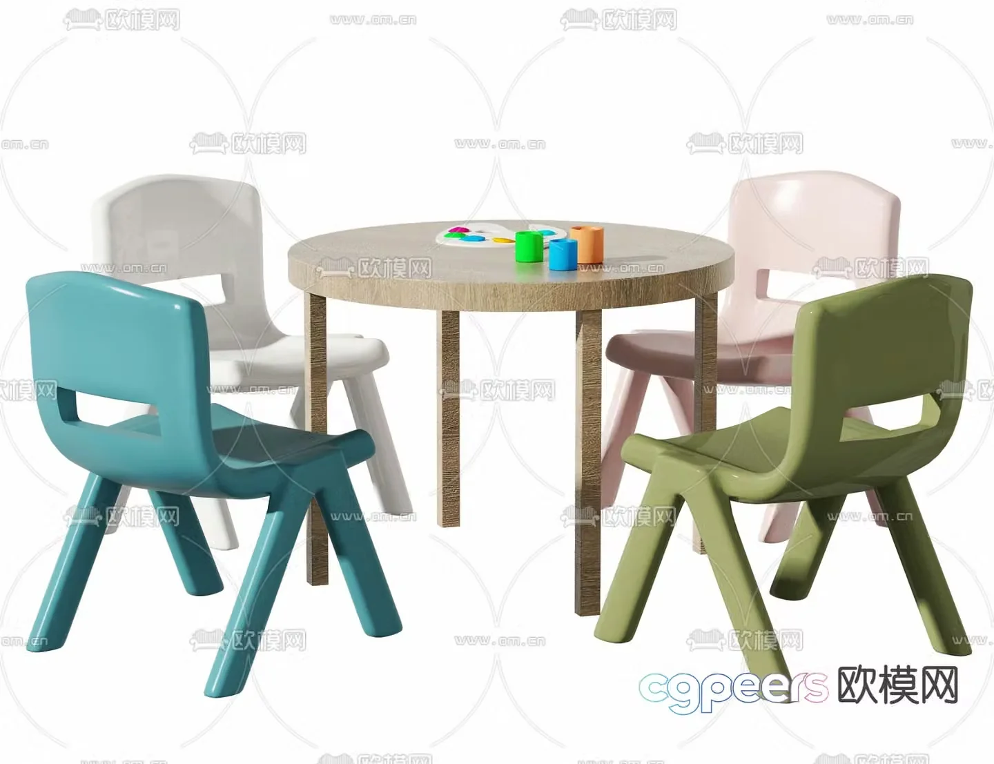 Modern children’s table and chair 3d model