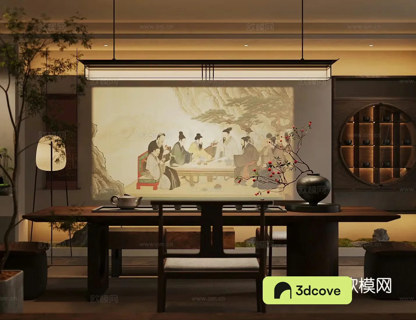 New Chinese-style Zen tea room tea tasting area tea table and chair combination club tea room Song-style aesthetic tea room