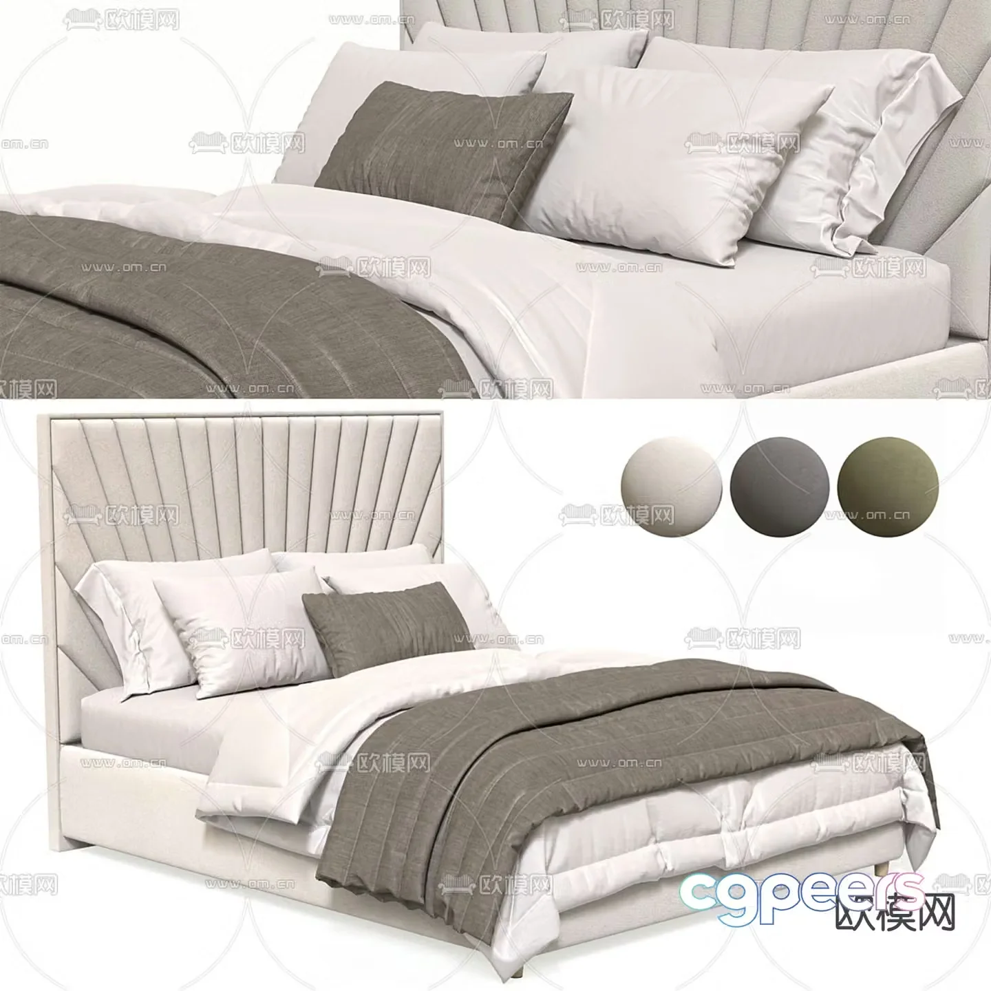 Modern double bed 3d model