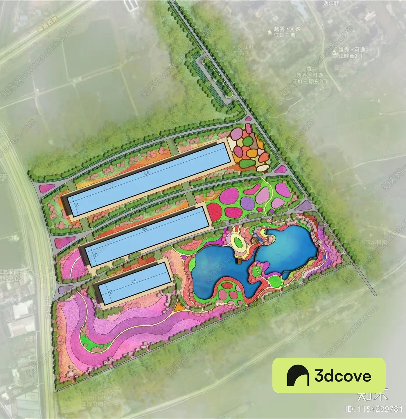 A Colorful Garden And Building Complex