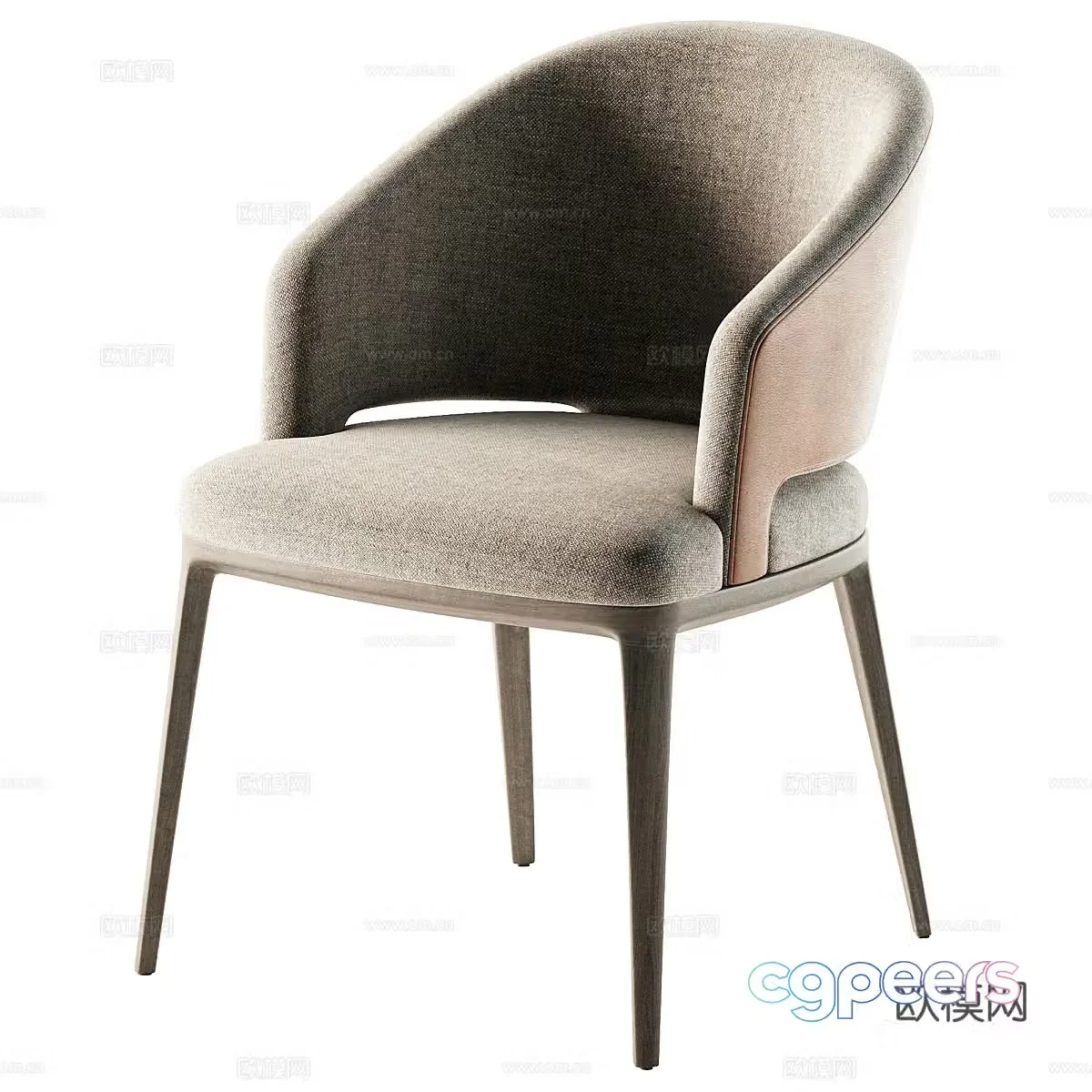 New Chinese style light luxury fabric leather single chair 3D model