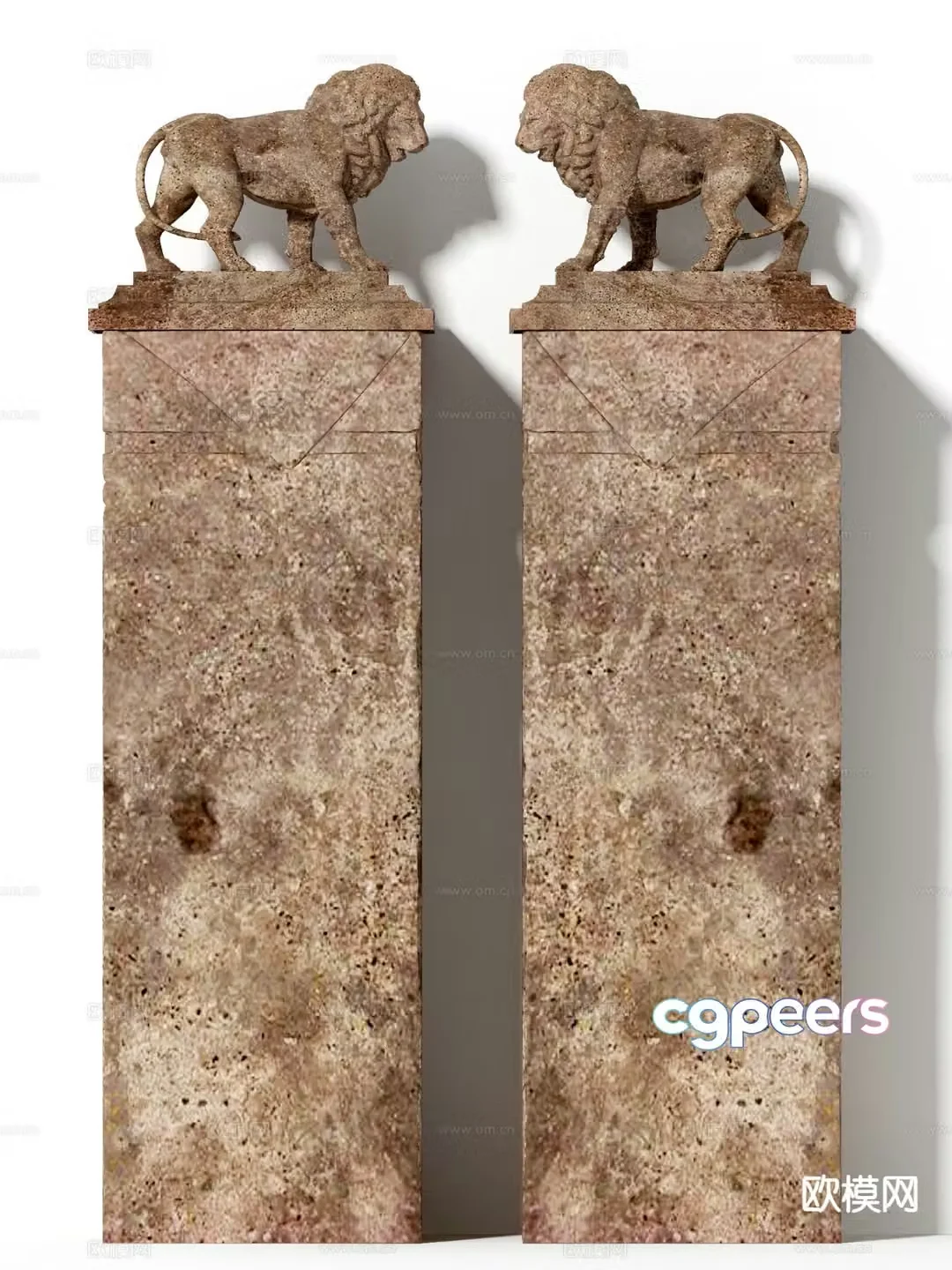 Chinese style stone lion sculpture 3d model