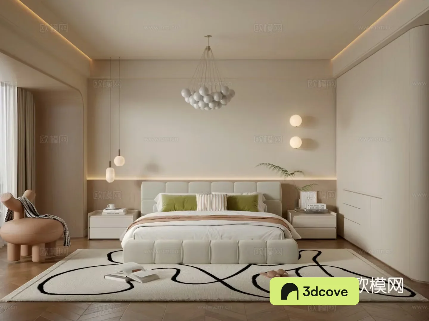 Middle-aged bedroom 3d model