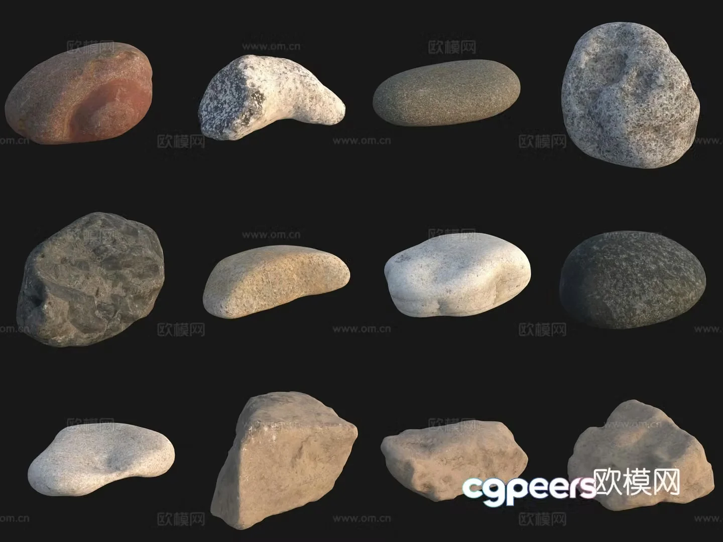 Rock big stone big stone pile pebbles 3d model