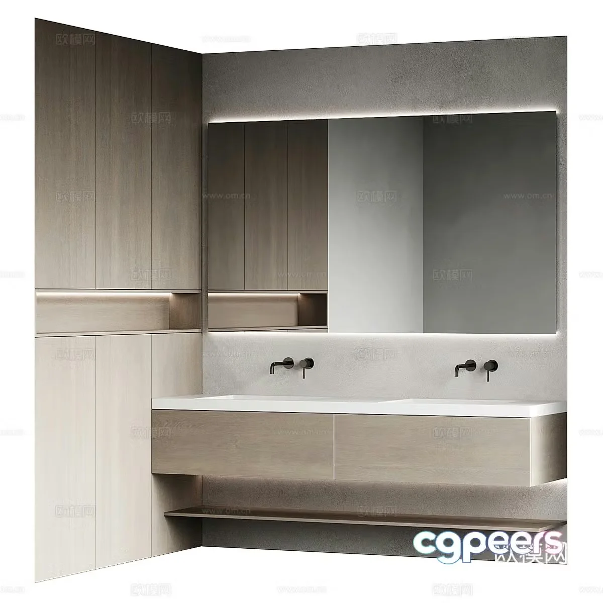 Modern minimalist bathroom cabinet 3d model