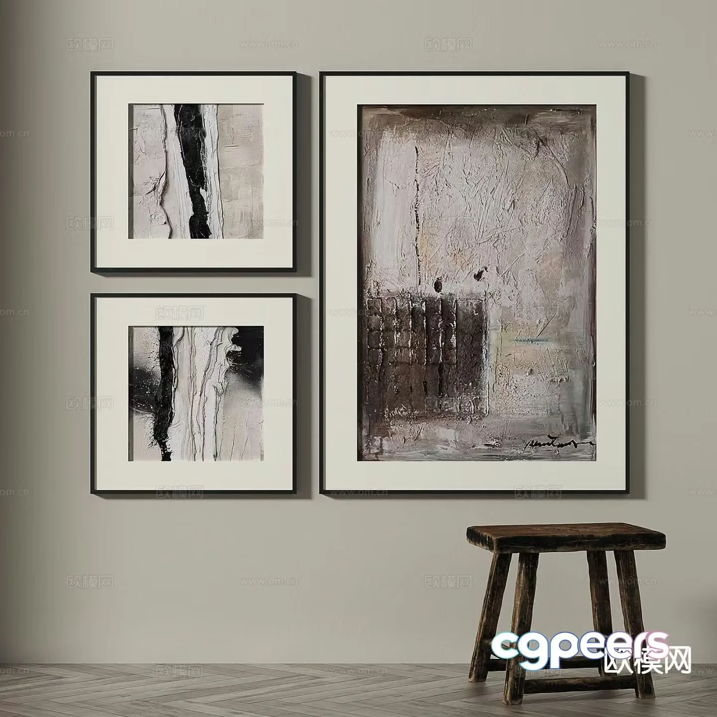 Wabi-sabi art painting texture painting decorative painting 3d model