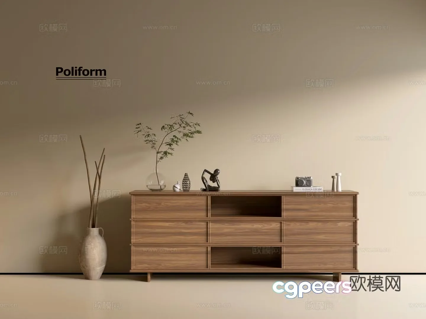 Modern wood grain cabinet ins wind minimalist wind cabinet whole cabinet sideboard balcony cabinet storage 3D model