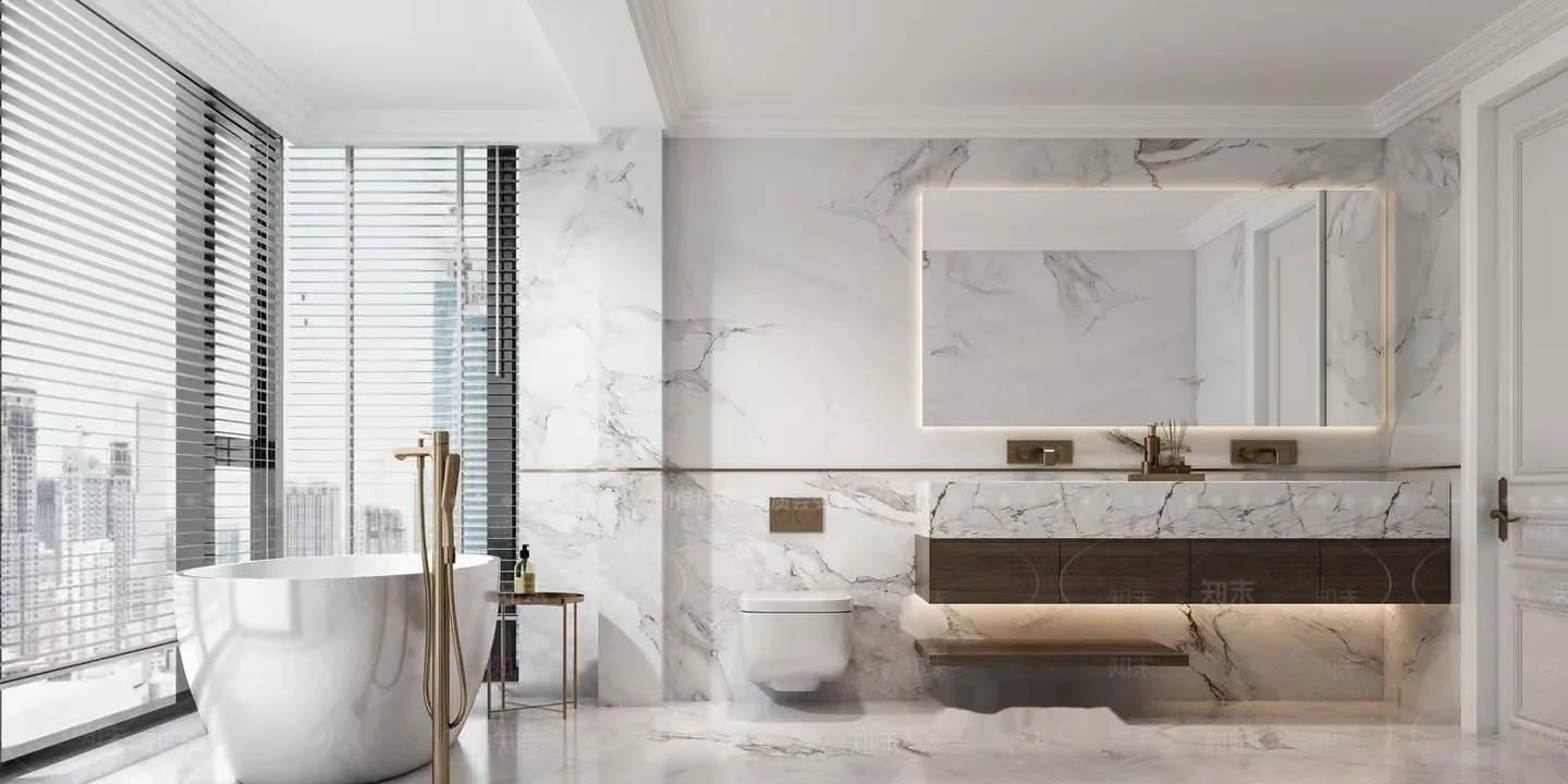 Modern Bathroom With Marble Walls 3D Model – 3935 – VRAY Render