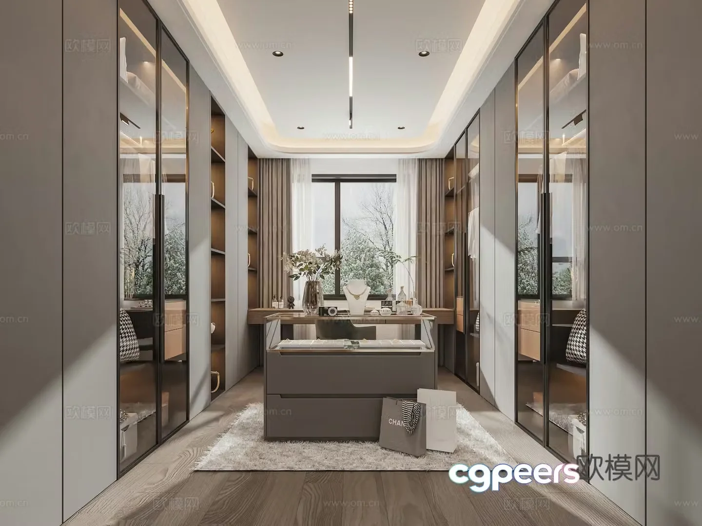 Modern light luxury Italian master bedroom cloakroom 3D model