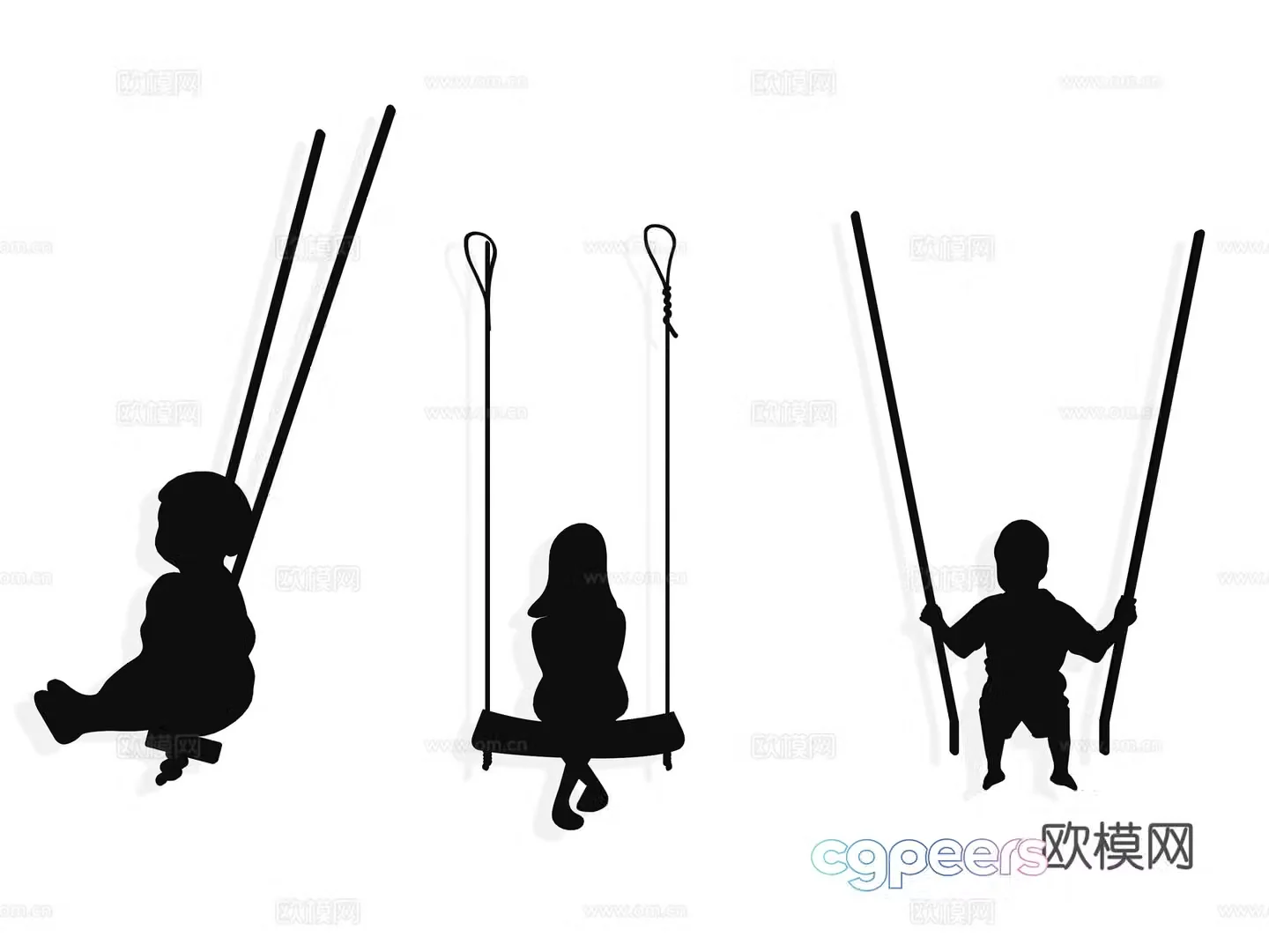 Swing game exercise play children children wall decoration decoration elements icon 3d model