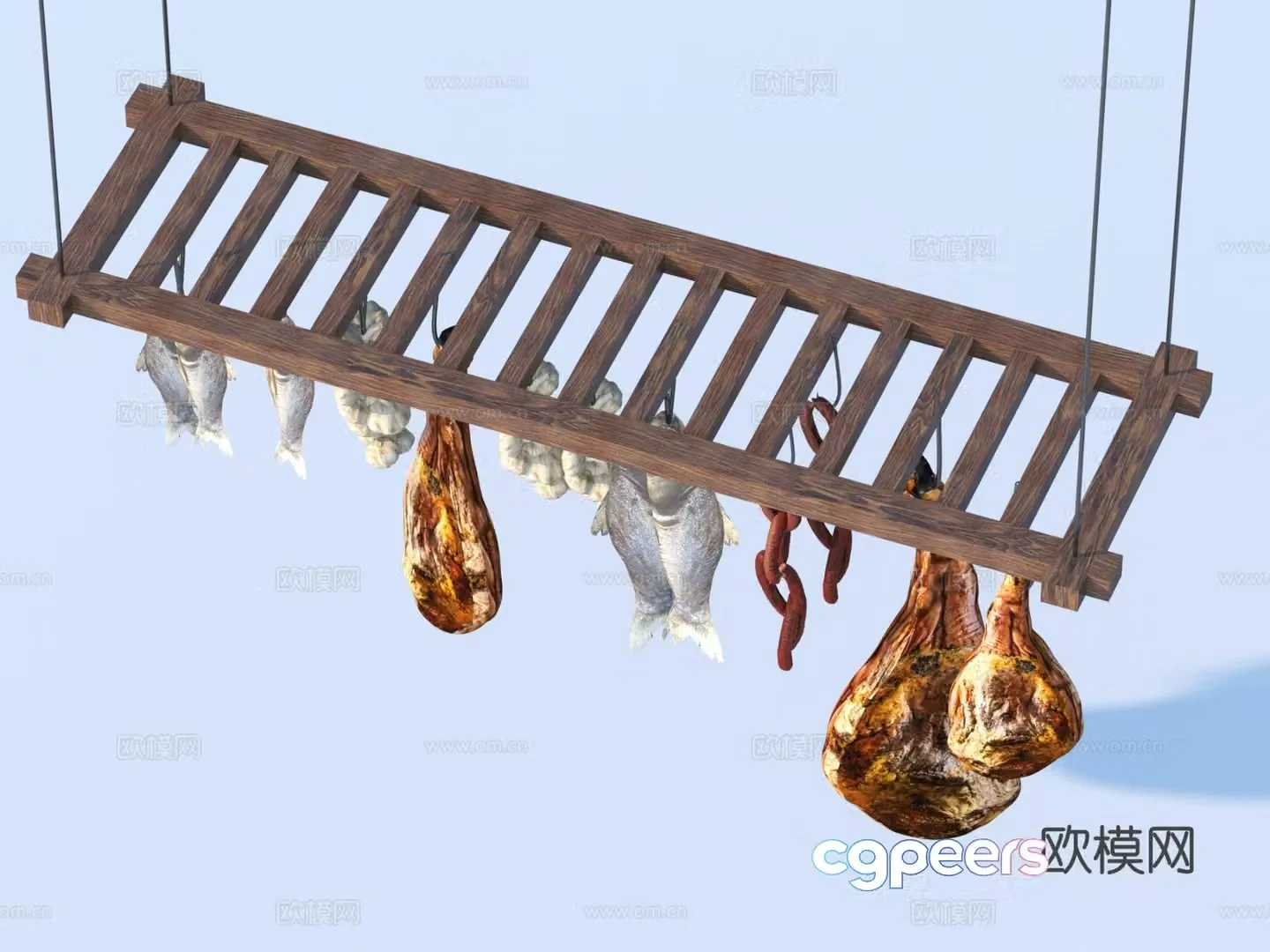 Hanging rack bacon air-dried meat barbecue 3d model
